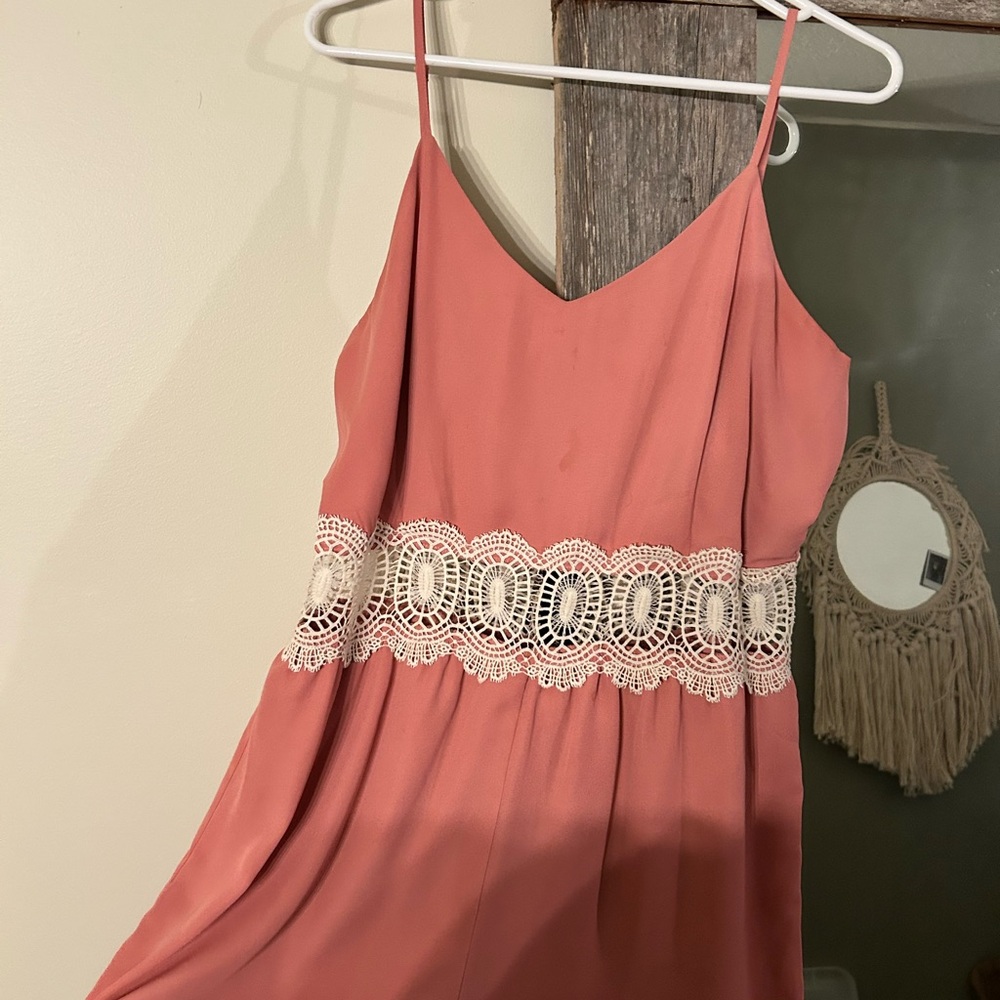 Buckle Coral Dress with Lace Detail